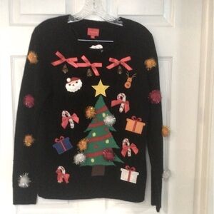 Joyland UGLY Christmas‎ Sweater Bells Bows Ball Size L